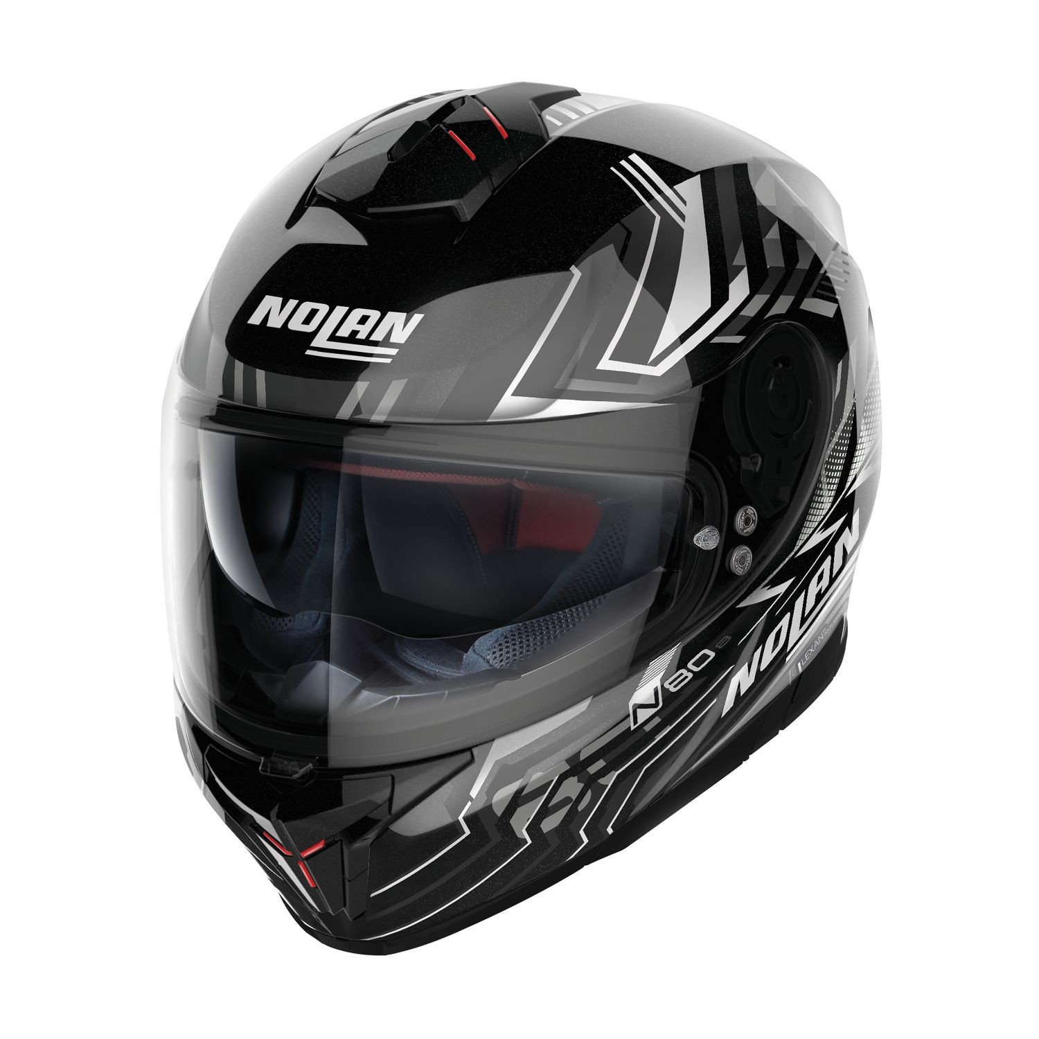 Nolan Integralhelm N80-8 TURBOLENCE N-COM077 Schwarz Glanz Weiss ECE 22.06
