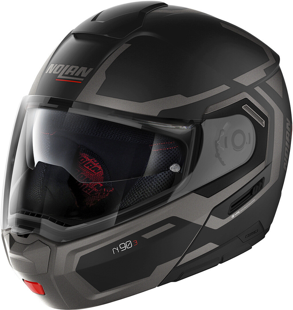 NOLAN Klapp Helm N90-3 N-COM DRILLER, Glossy Black Grey 23 Gr: 2XS-2XL