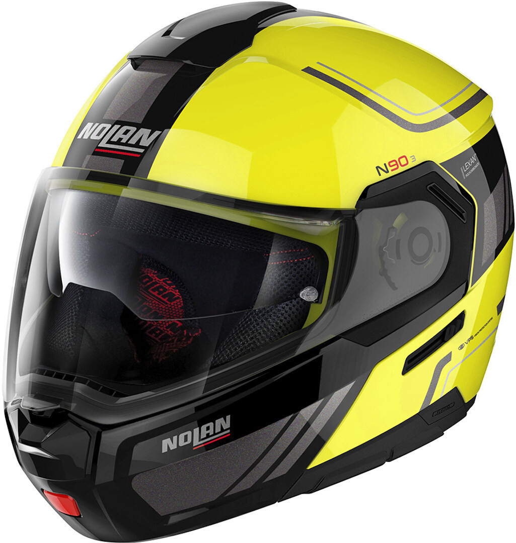 NOLAN Klapp Helm N90-3 N-COM VOYAGER, Black Led Yellow 18 Gr: 2XS-2XL