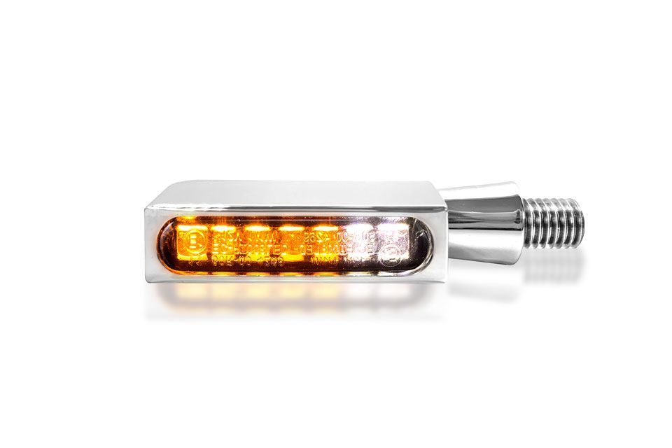 HeinzBikes BLOKK-Line Series LED Blinker/Positionslicht, Multifit alle Marken und Modelle, chrom (Paar)