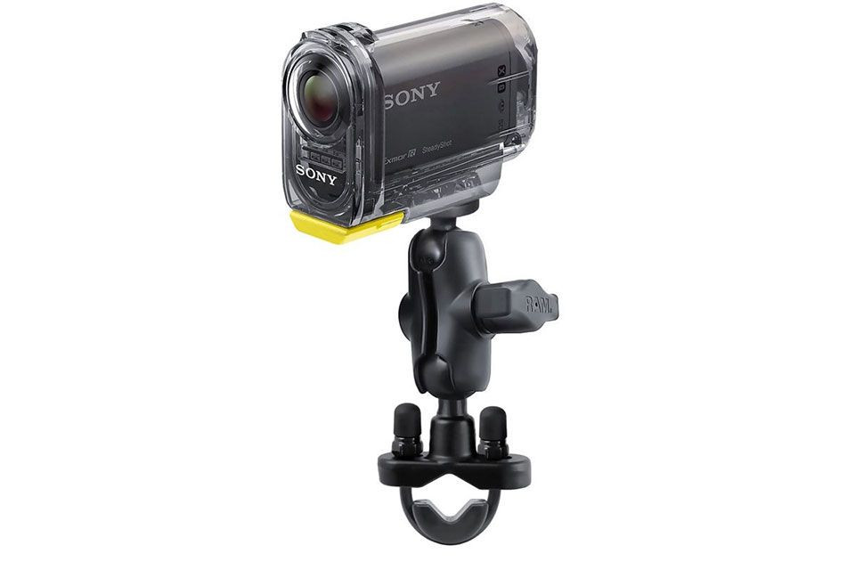 RAM Mounts Kamerahalterung (kurz) für Lenker/Rohre mit 1/4 Zoll-20 Gewindestift - mit Klemmschelle (Stück)