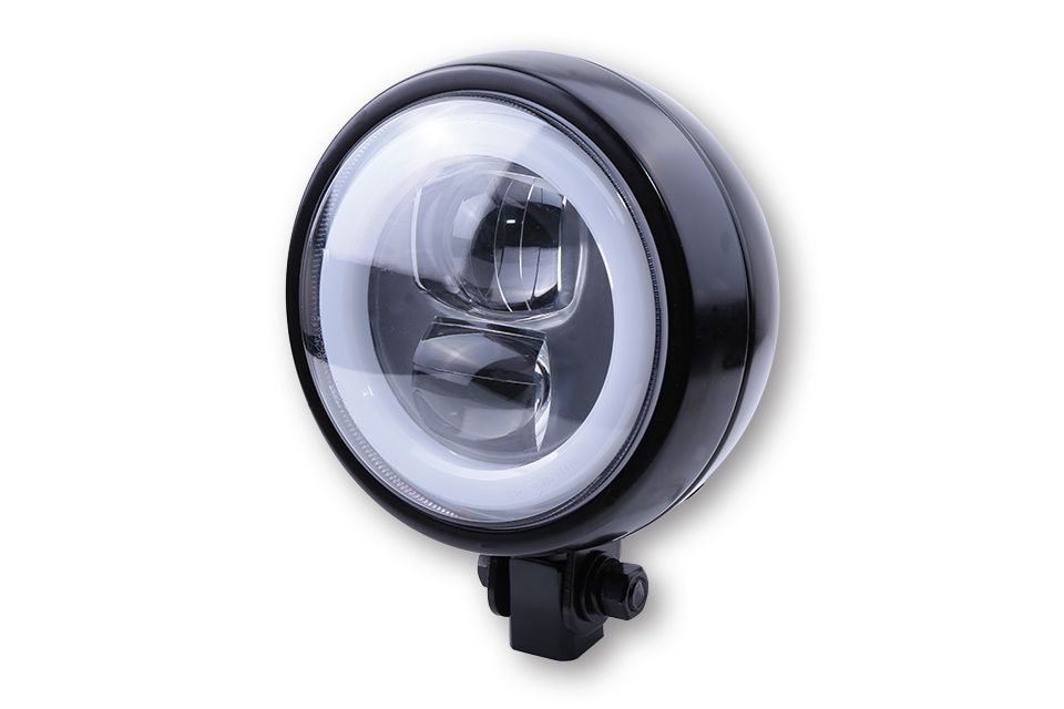 HIGHSIDER LED Scheinwerfer FLAT TYP 9 mit Standlichtring, schwarz, untere Befestigung (Stück)
