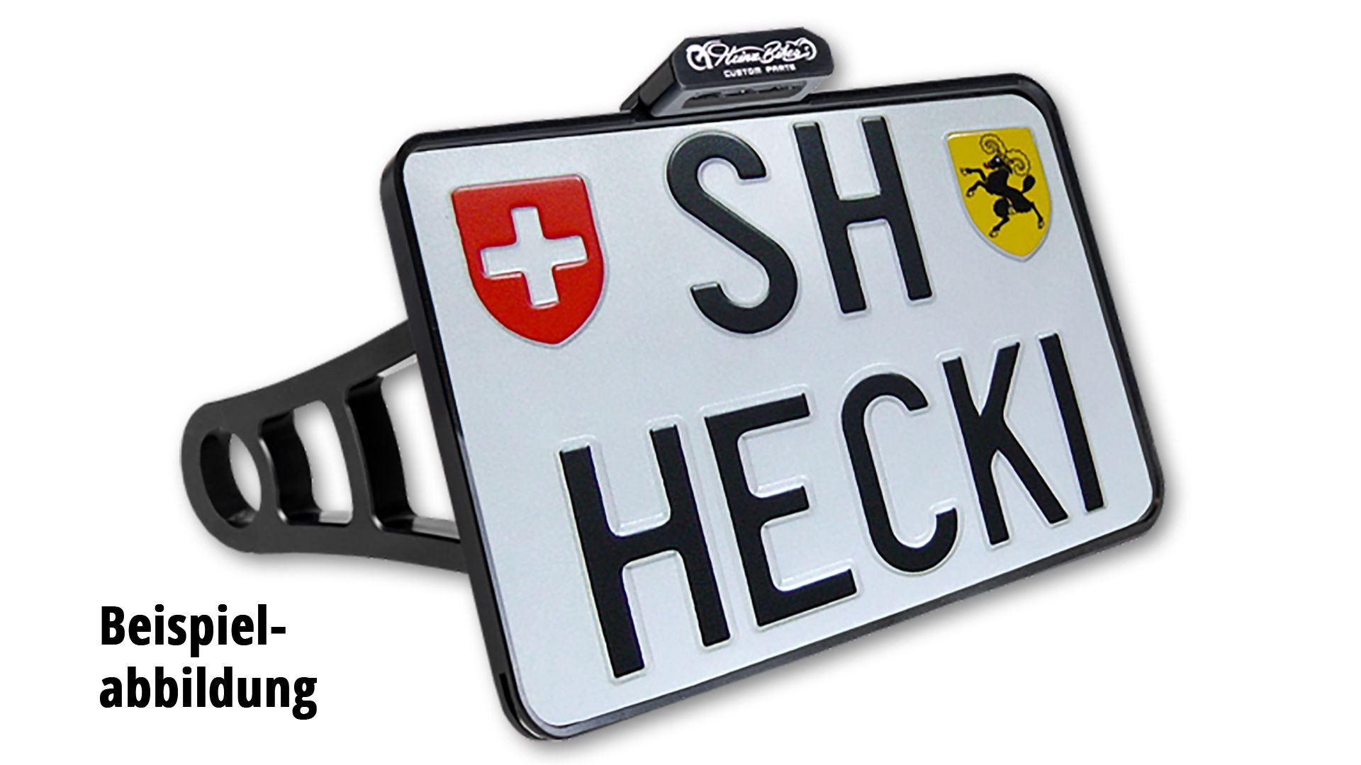 HeinzBikes Side Mount Kennzeichenhalter, chrom, Softail ab 2018, CH, inkl. LED Kennzeichenbeleuchtung (Stück)
