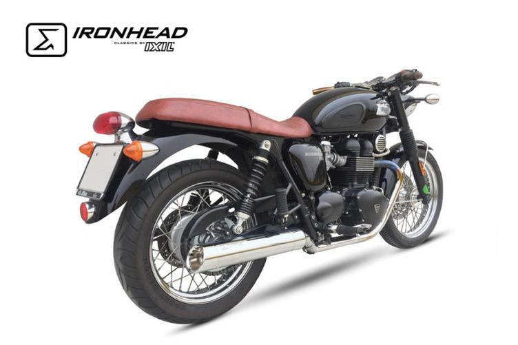 IRONHEAD Edelstahl Auspuff Triumph Bonneville T100, 07-15 (Paar)