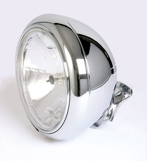 SHIN YO 7 Zoll HD-STYLE Chromscheinwerfer, klares Glas (Prismenreflektor), untere Befestigung (Stück)