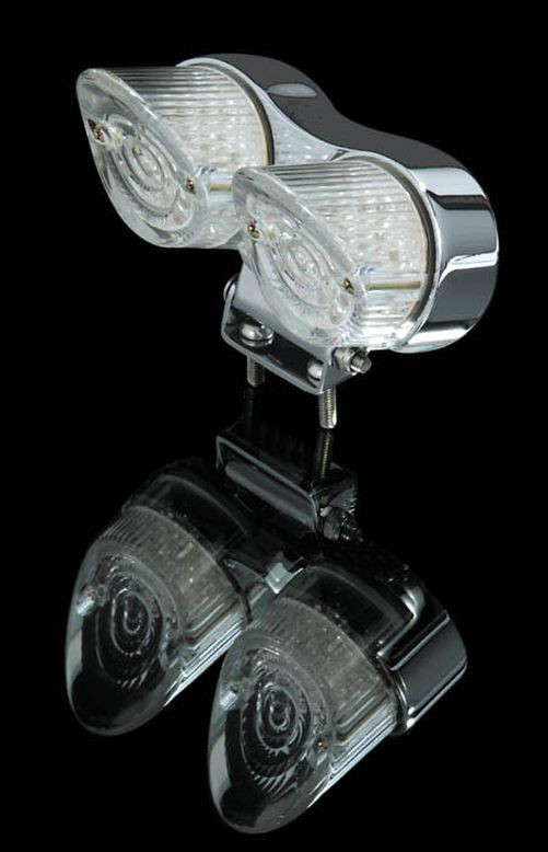SHIN YO LED-Mini-Rücklicht, rund , mit Halter, Glas transparent, verchromt (Stück)