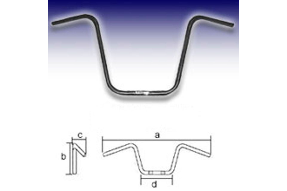 FEHLING Lenker APE HANGER High 1 Zoll mit 3-Loch, H 40 cm, chrom