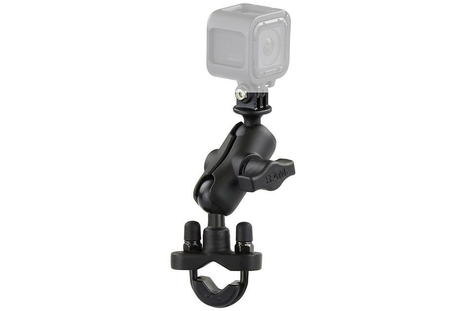 RAM Mounts GoPro Kamerahalterung (kurz) für Lenker/Rohre - mit Klemmschelle, B-Kugel (1 Zoll) (Stück)