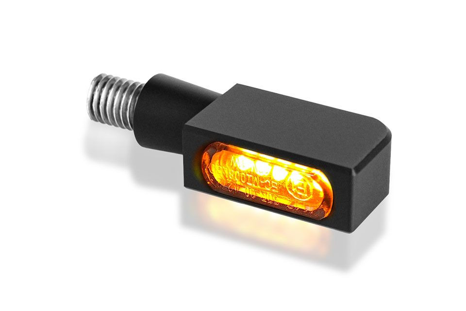 HeinzBikes BLOKK-Line Series MICRO SMD Blinker, Multifit alle Marken und Modelle, schwarz (Paar)