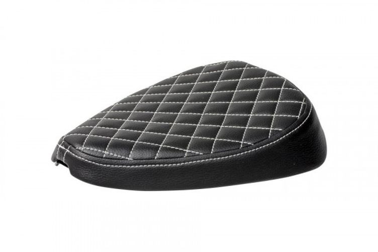 HIGHWAY HAWK Sitzbank Bobber Typ 2 Diamond, schwarz mit weißen Nähten (Stück)