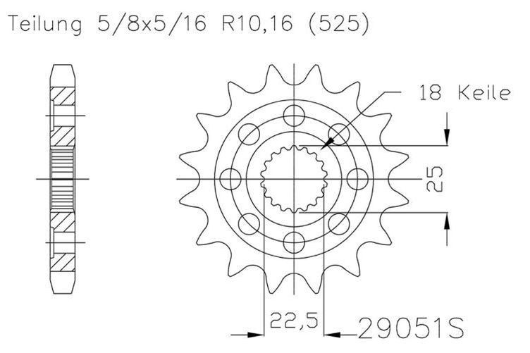 ESJOT Kettenritzel Sport, 17 Zähne, 525er Teilung diverse Modelle (Stück)