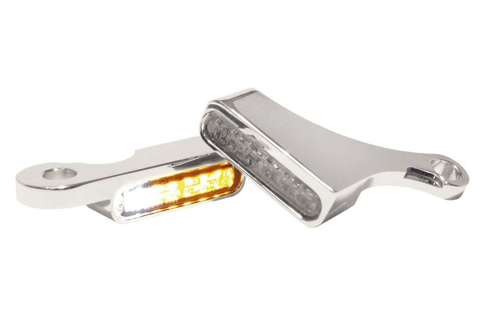 HeinzBikes LED Armaturen Blinker-Positionslicht-Kombination SOFTAIL Modelle 15-, silber (Paar)