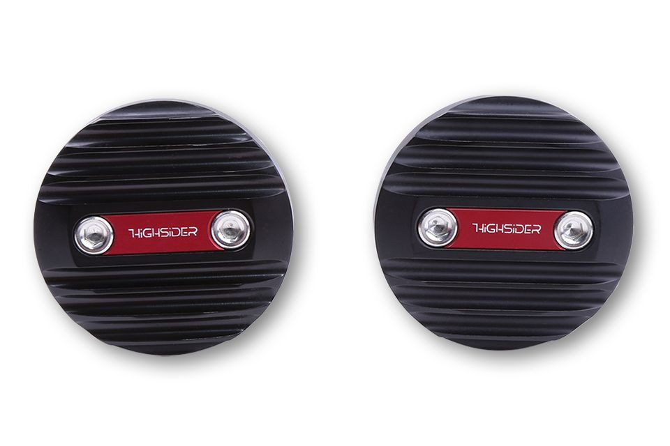 HIGHSIDER Lenkergewichte WAVE, schwarz mit Einleger dunkelrot (Paar)