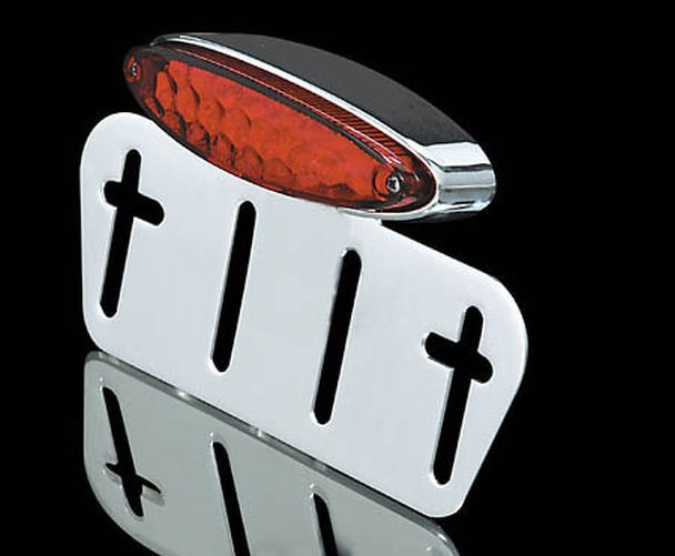 SHIN YO LED-Mini-Rücklicht rot, mit Nummernschildplatte, Gehäuse verchromt (WG) (Stück)