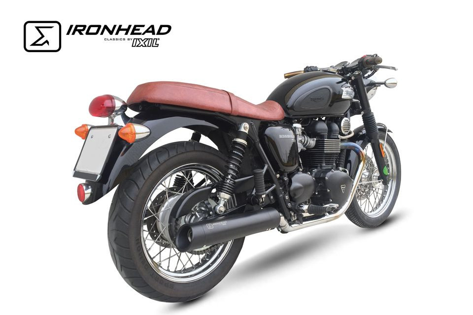 IRONHEAD Edelstahl Auspuff Triumph Bonneville T100, 07-15 (Paar)