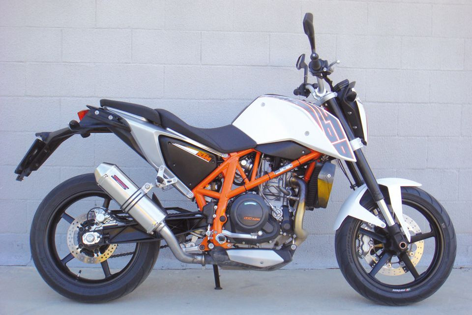 TAKKONI gebürsteter Edelstahl Auspuff für KTM 690 DUKE, 12-, E-gepr. (Stück)