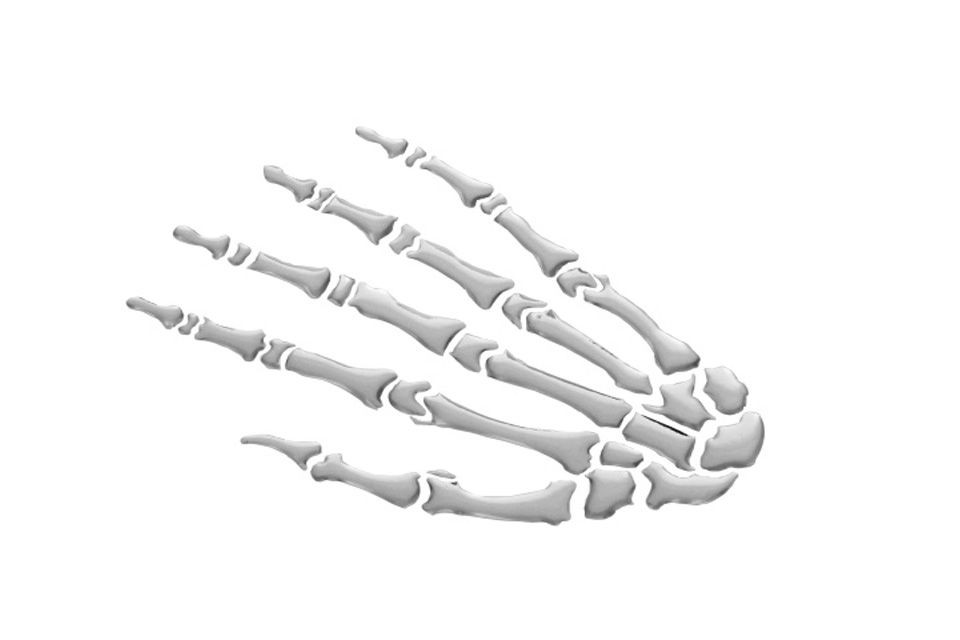 HIGHWAY HAWK 3-D Aufkleber Skeleton Hand chrom (Stück)