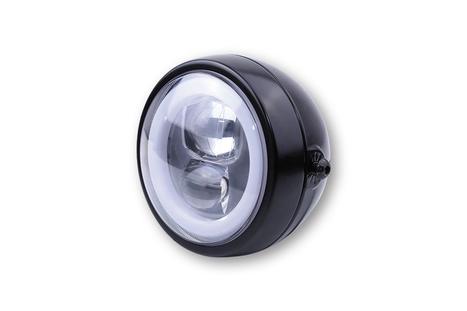 HIGHSIDER LED Scheinwerfer FLAT TYP 9 mit Standlichtring, schwarz, seitliche Befestigung (Stück)