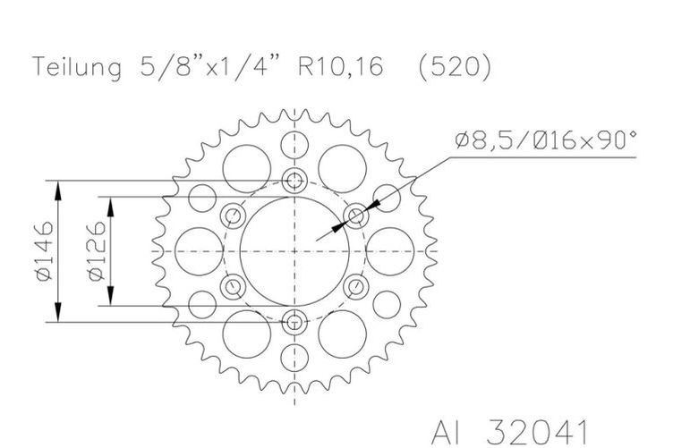 ESJOT Kettenrad 49 Zähne Alu 520er Teilung (5/8x1/4) (Stück)