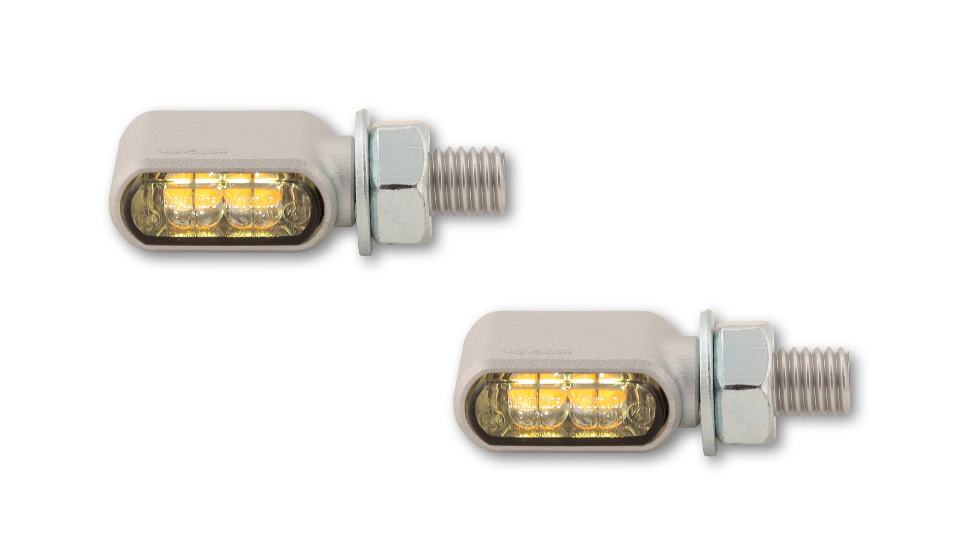 HIGHSIDER CNC LED Blinker/Positionslicht LITTLE BRONX, silber, getönt, E-geprüft, Paar