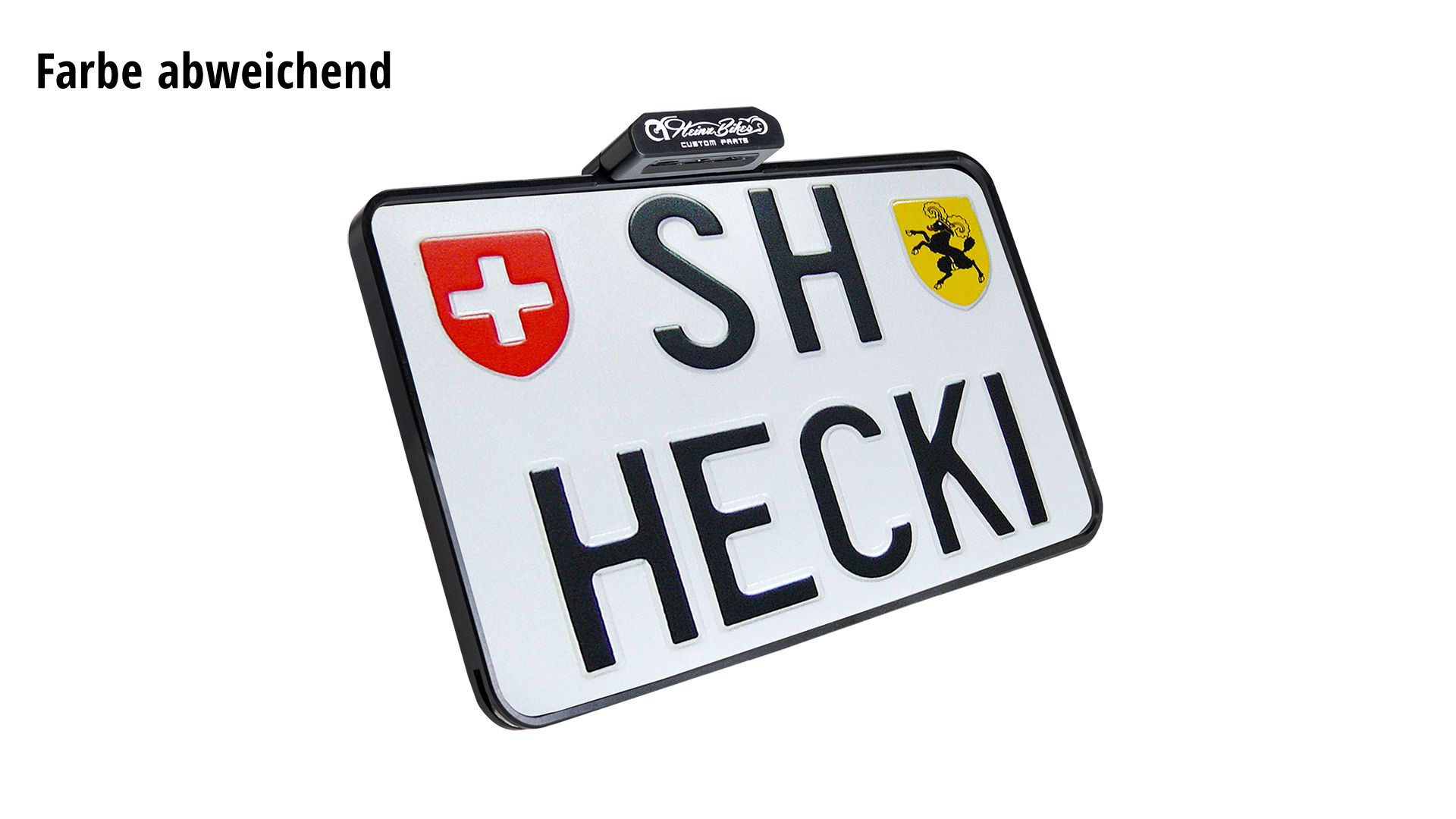 HeinzBikes SLIP INN Kennzeichenhalter inkl. Kennzeichenbeleuchtung, chrom, Schweizer Ausführung