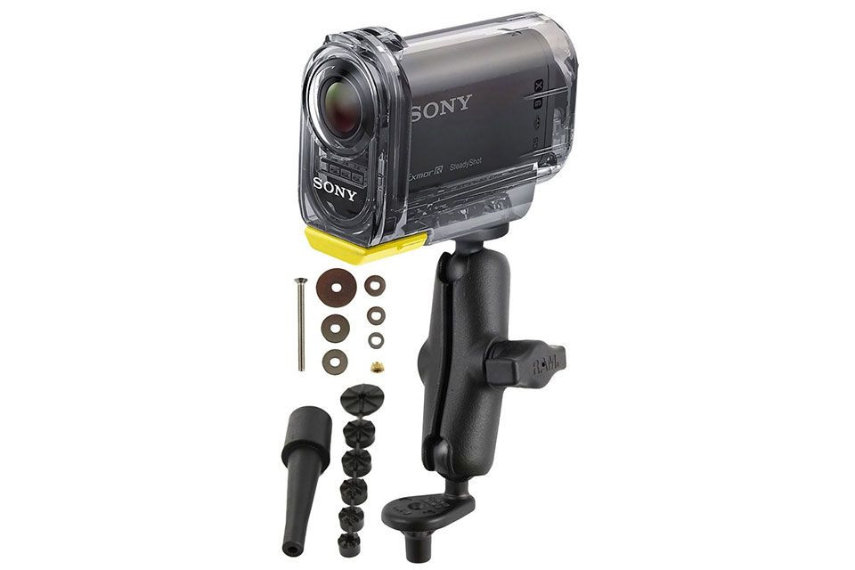 RAM Mounts Motorrad-Kamerahalterung mit 1/4 Zoll-20 Gewindestift - mit Lenkervorbaubasis (Stück)