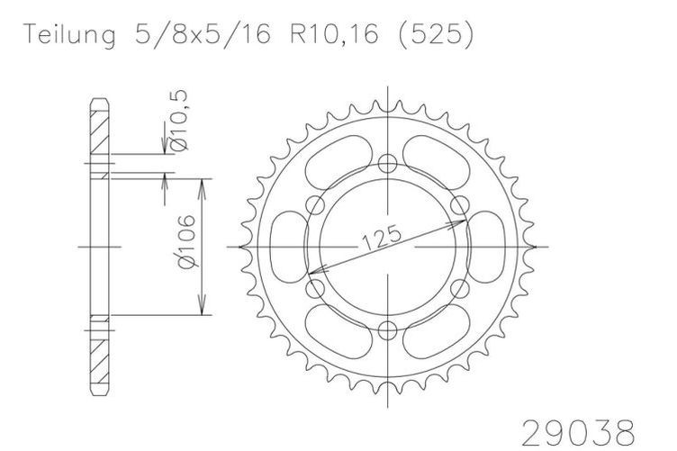 ESJOT Kettenrad, 37 Zähne triumph (Stück)