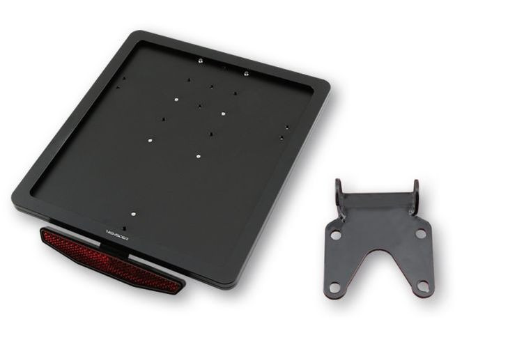 HIGHSIDER CNC Kennzeichen Halteplatte mit Uni- Halter Typ 1, schwarz eloxiert (Set)