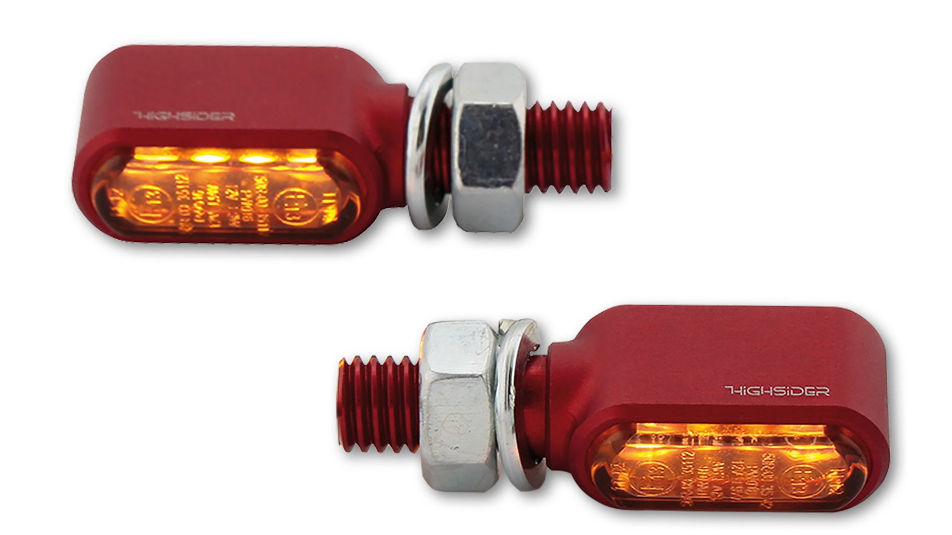 HIGHSIDER CNC LED Blinker LITTLE BRONX, rot, getöntes Glas, E-geprüft, Paar
