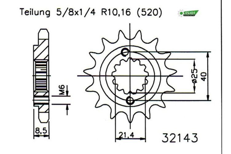 ESJOT Kettenritzel, 15 Zähne polaris (Stück)