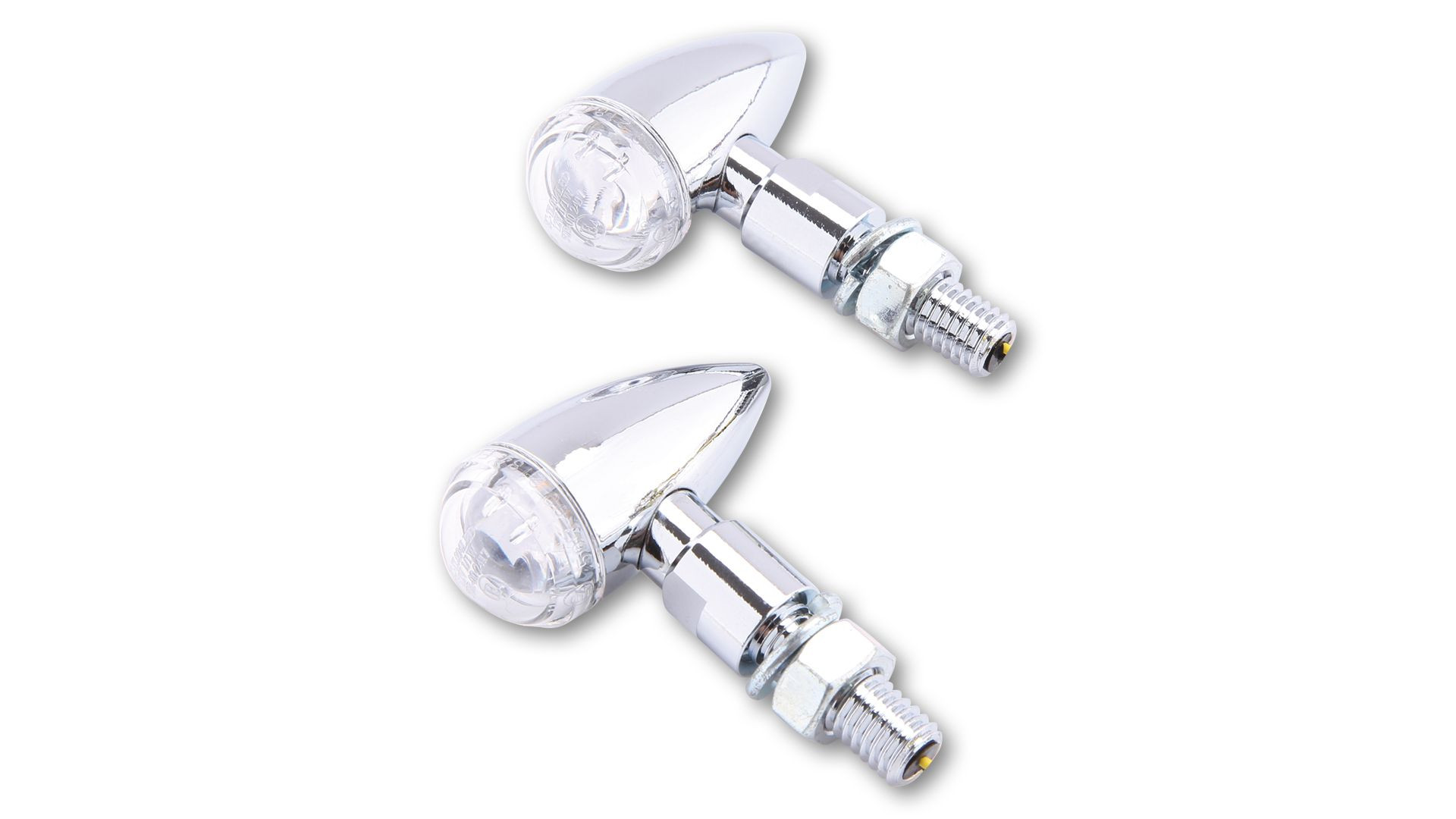 SHIN YO HI-Power LED-Blinker PB 2, Aluminium Gehäuse, verchromt, klares Glas (Paar)