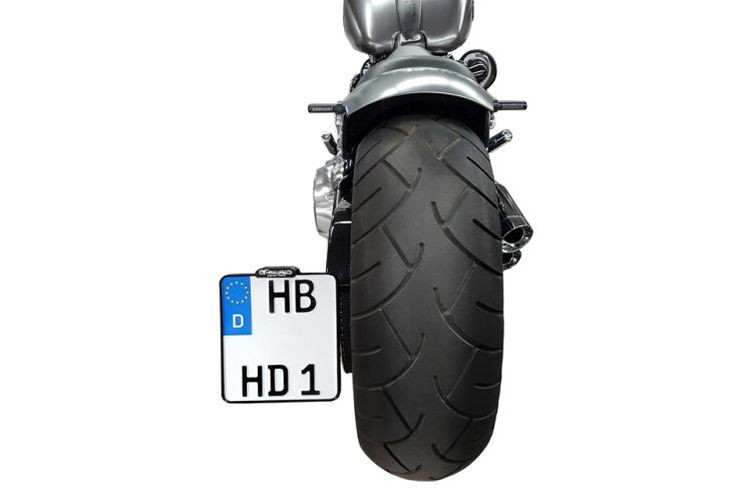 HeinzBikes Side Mount Kennzeichenhalter, schwarz, Dyna -17, D, inkl. LED Kennzeichenbeleuchtung (Stück)