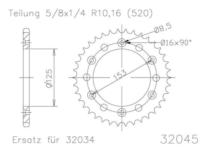 ESJOT Kettenrad, 45 Zähne diverse Modelle (Stück)