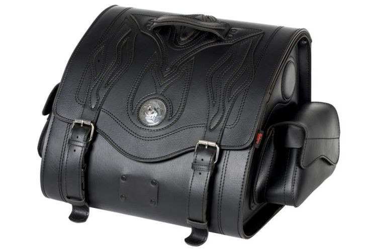 HIGHWAY HAWK Ledertasche Memphis, Small, Flammen Ziernähte (Stück)