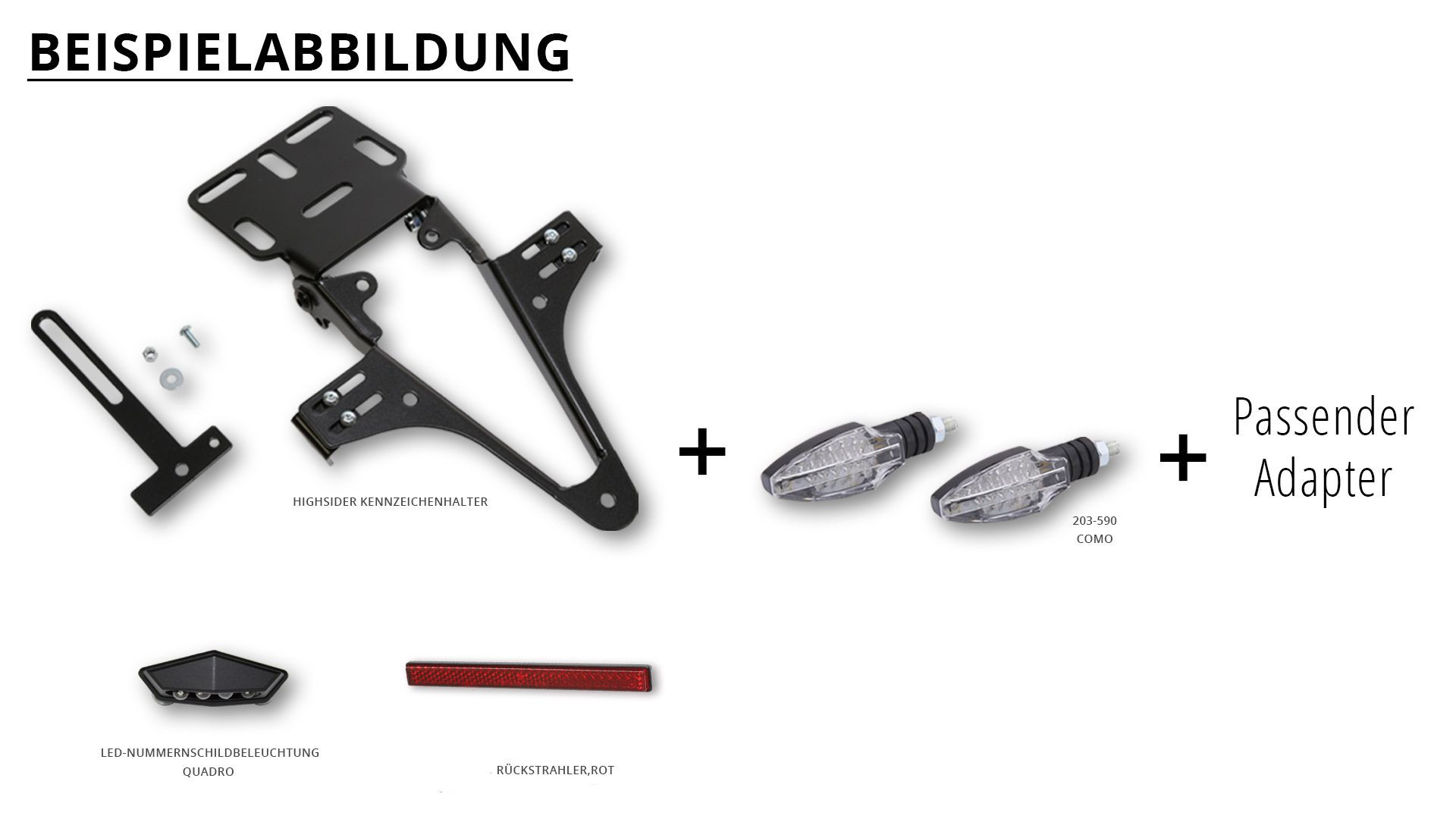 HIGHSIDER Kennzeichenhalter DUCATI Monster 796, 10-14, 1100/EVO, 09-13, Como Bundle