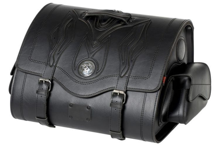 HIGHWAY HAWK Ledertasche Memphis, Medium, Flammen Ziernähte (Stück)