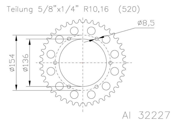 ESJOT Alu-Kettenrad, 47 Zähne (Stück)