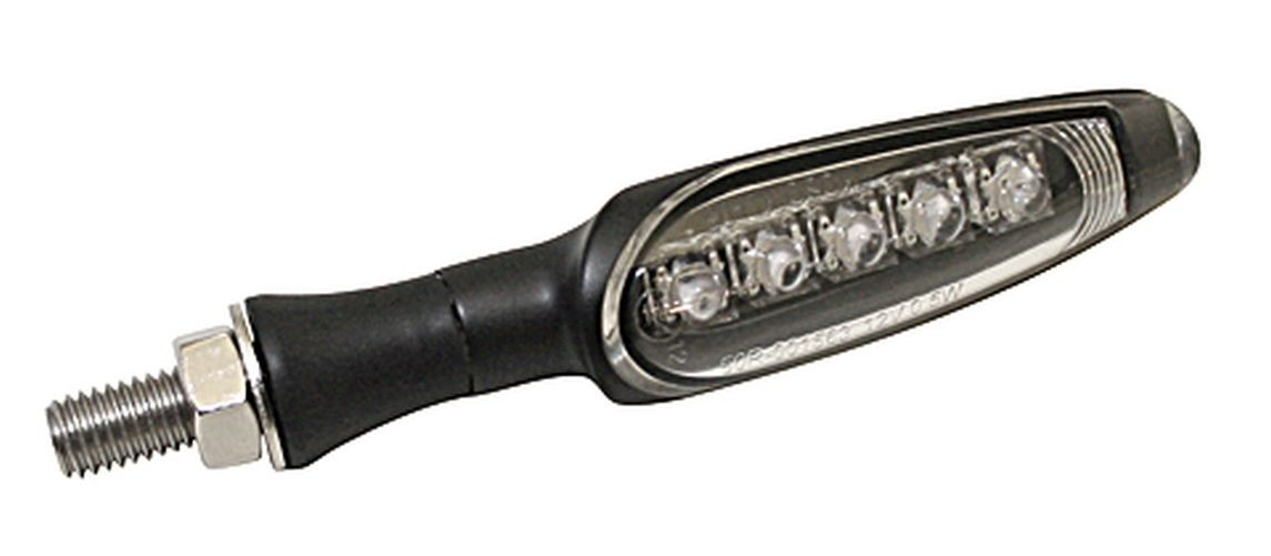 KOSO LED-Blinker, schwarz mattes Metallgehäuse, transparentes Glas (Stück)