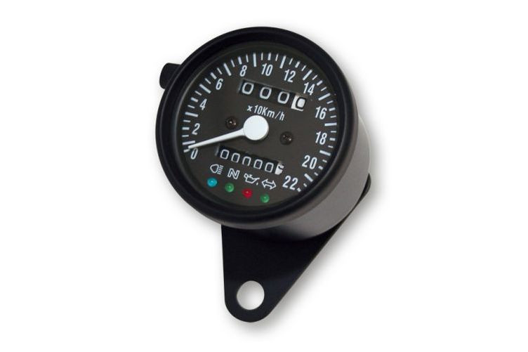 Edelstahl-Tacho, 1400 RPM, Ø 60 mm, Ziffernblatt schwarz, blaue Beleuchtung ( Stück)