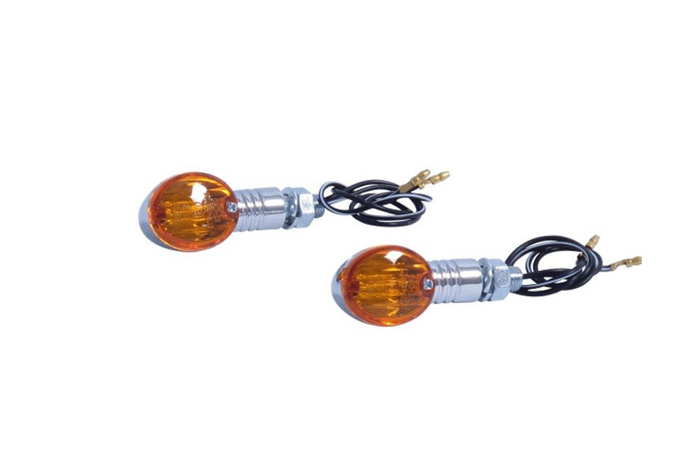 HIGHWAY HAWK Blinker SET MINI kurzer Stil, chrom (Satz)