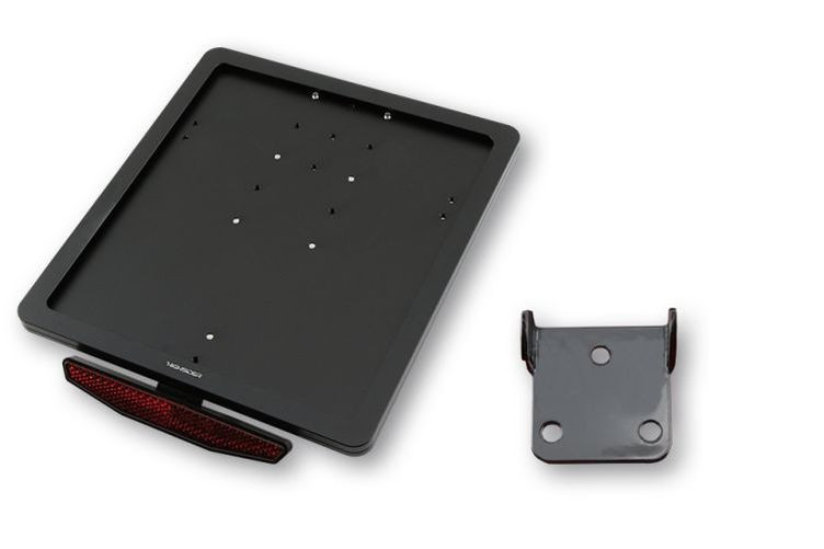 HIGHSIDER CNC Kennzeichen Halteplatte mit Uni- Halter Typ 3, schwarz eloxiert (Set)
