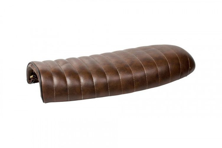 HIGHWAY HAWK Sitzbank Tuck N' Roll Brat Type 1, gesteppt, Vintage Braun (Stück)