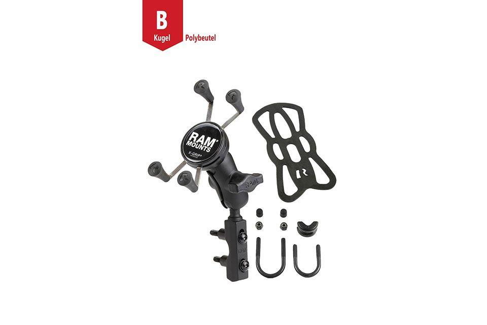 RAM Mounts Motorradhalterung mit X-Grip Universal Halteklammer für Smartphones - Basisbefestigung (Stück)