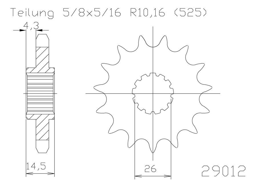 ESJOT Kettenritzel, 16 Zähne, 525er Teilung (5/8x5/16)