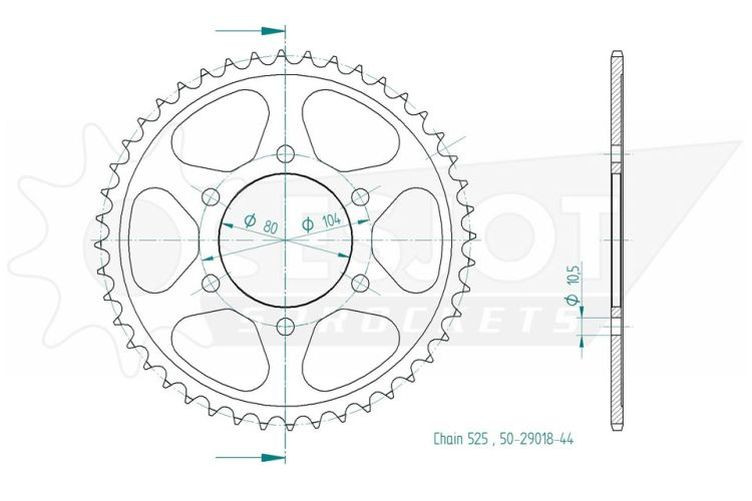 ESJOT Kettenrad, 44 Zähne kawasaki (Stück)