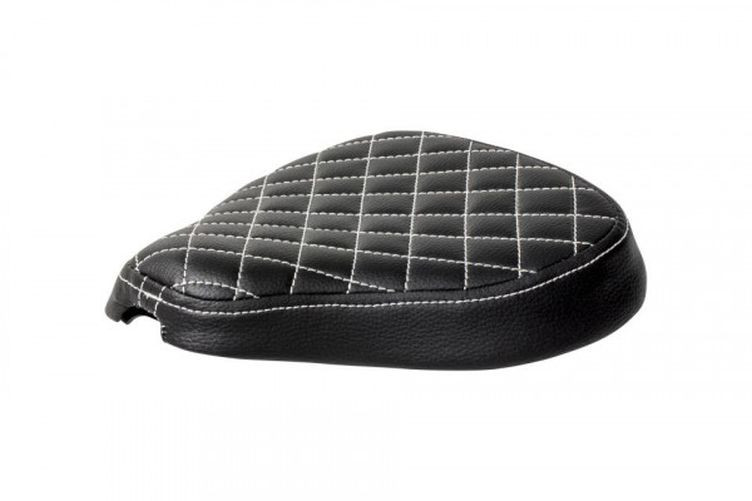 HIGHWAY HAWK Sitzbank Bobber Typ 1 Diamond, schwarz mit weißen Nähten (Stück)