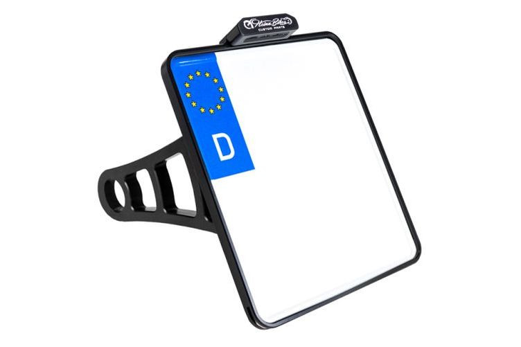 HeinzBikes Side Mount Kennzeichenhalter, schwarz, Softail -17, D, inkl. LED Kennzeichenbeleuchtung (Stück)
