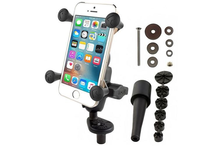 RAM Mounts Motorradhalterung mit X-Grip Universal Halteklammer für Smartphones - Lenkerkopf-Adapter (Stück)