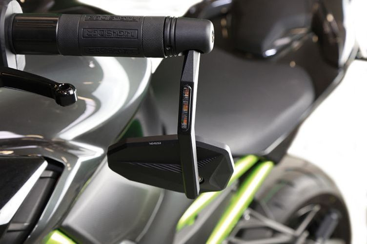 HIGHSIDER Lenkerendenspiegel CNC VICTORY-X mit LED Blinker, schwarz, Stück (Stück)