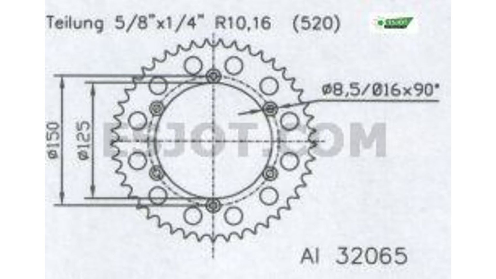 ESJOT Kettenrad, 45 Zähne, 520er Teilung (5/8x1/4), Alu